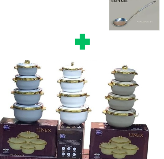 [📢PRICE DROP ALERT! SAVE BIG ON YOUR FAVES 🤑!!!] 4Pcs Brand New Very Quality Durable & Stylish Linex hotpot...That Comes with  a free 3Pcs of Serving  Spoons