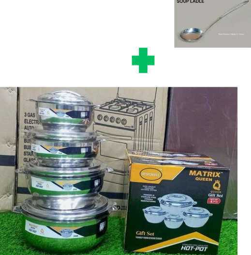 [📢PRICE DROP ALERT! SAVE BIG ON YOUR FAVES 🤑!!!]  4Pcs Brand New Very Quality Durable & Stylish Matrix Queen Hotpot..That Comes with a free 3Pcs of  Serving Spoons