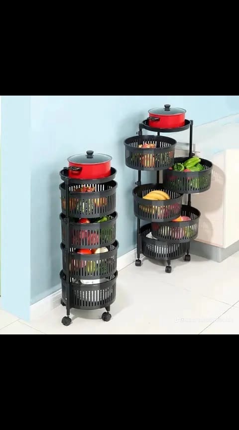 🌟 TOP SELLING OFFER 🌟 – 1 Pc 4 Layer Fruit Rack with Wheels, Space Saving Storage Organizer, Kitchen Vegetable Stand, Durable Quality
