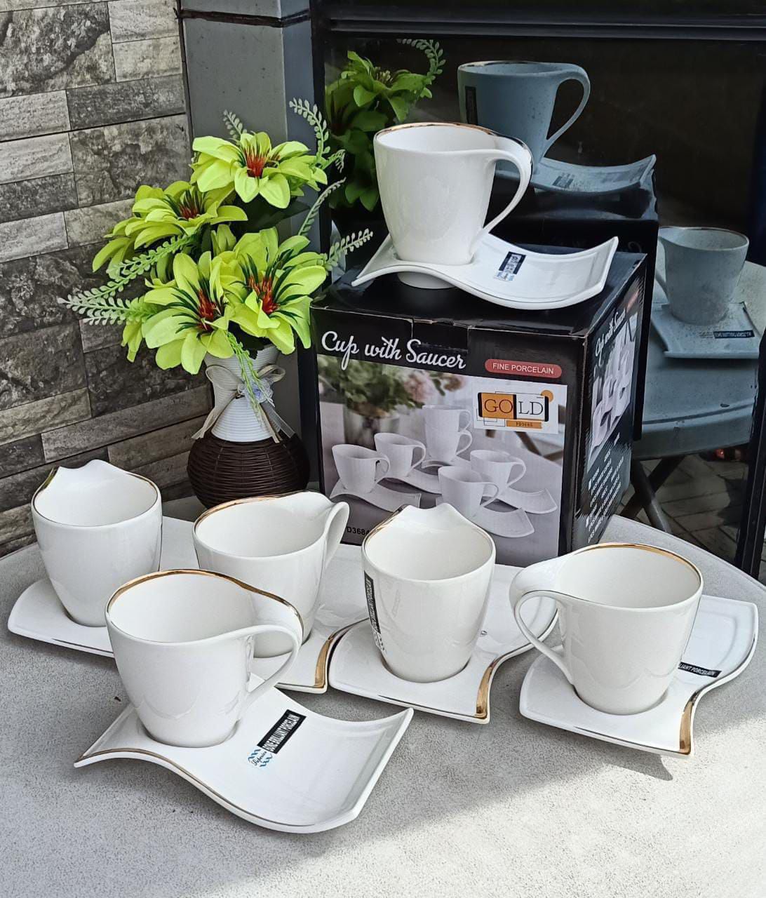 [ EXPERIENCE LUXURY FOR LESS ✨🤩🤩 !!! ] 12 Pcs Classy Brand New Very High Quality Stylish and Luxurious Cup saucer set Consist 6 cups and 6 saucers For Home and Kitchen Use .Exclusive and Enticing✨👌