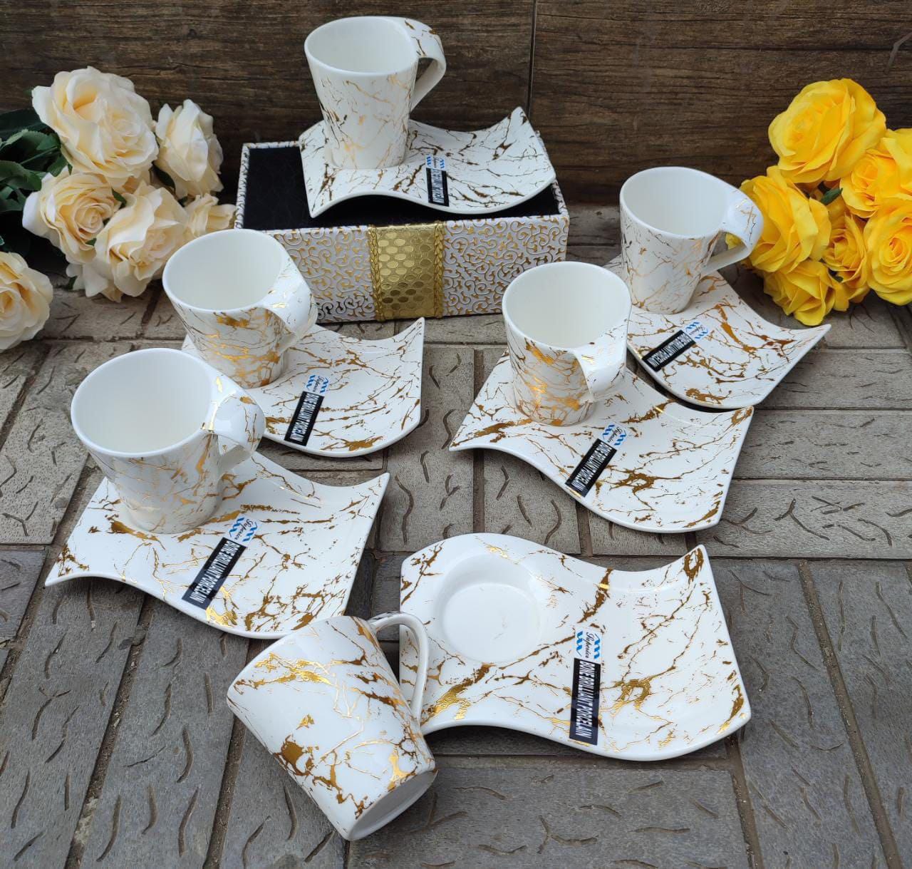 [ EXPERIENCE LUXURY FOR LESS ✨🤩🤩 !!! ] 12 Pcs Classy Brand New Very High Quality Stylish and Luxurious Cup saucer set Consist 6 cups and 6 saucers For Home and Kitchen Use .Exclusive and Enticing✨👌