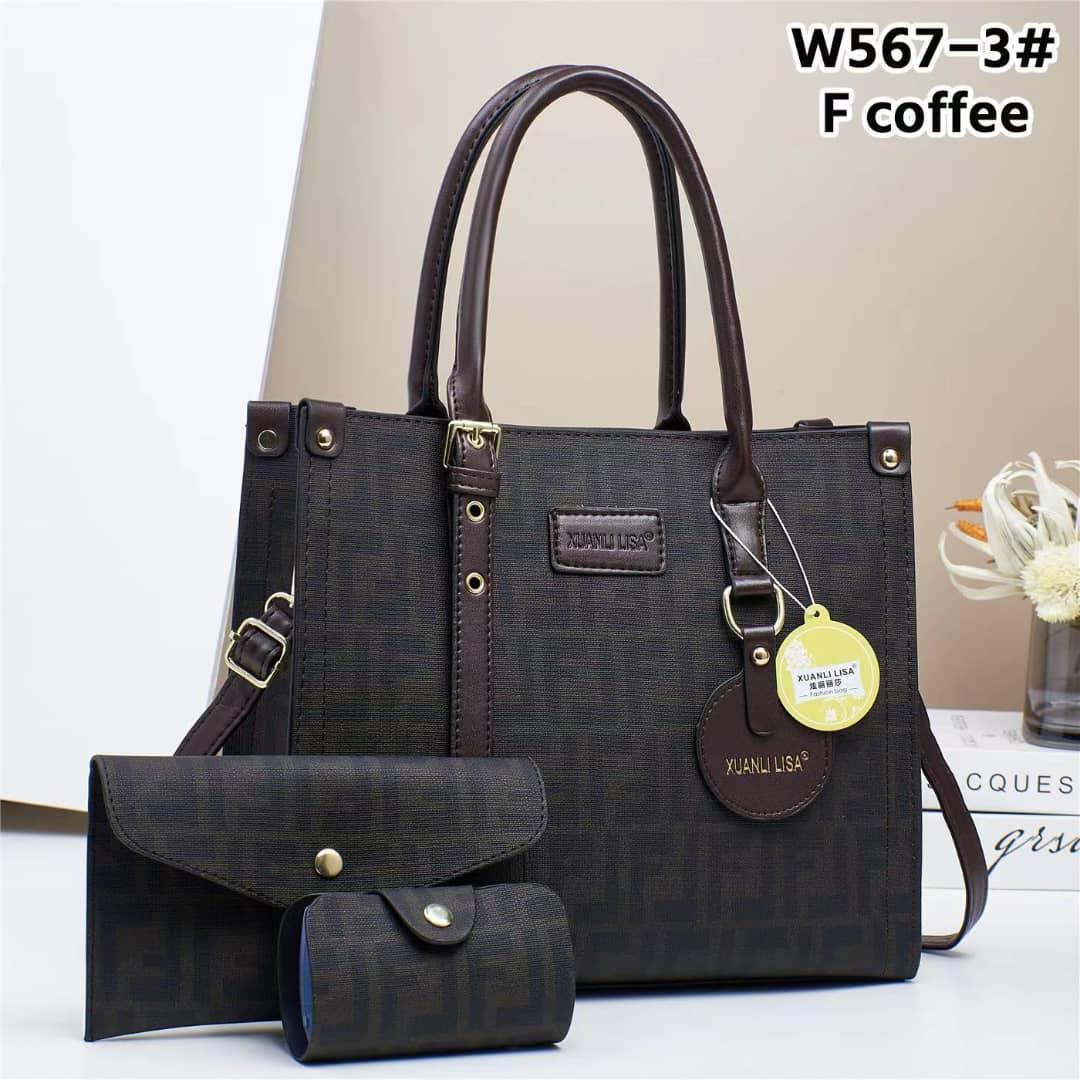 [ CLASSY NEW ARRIVALS🤩🤩✨ !!! ] (EXPERIENCE LUXURY FOR LESS ) 3 IN 1 Classy Fancy and Luxurious Elegant Ladies Handbag With a stylish design and there’s plenty of room for all of your necessities.✔👌
