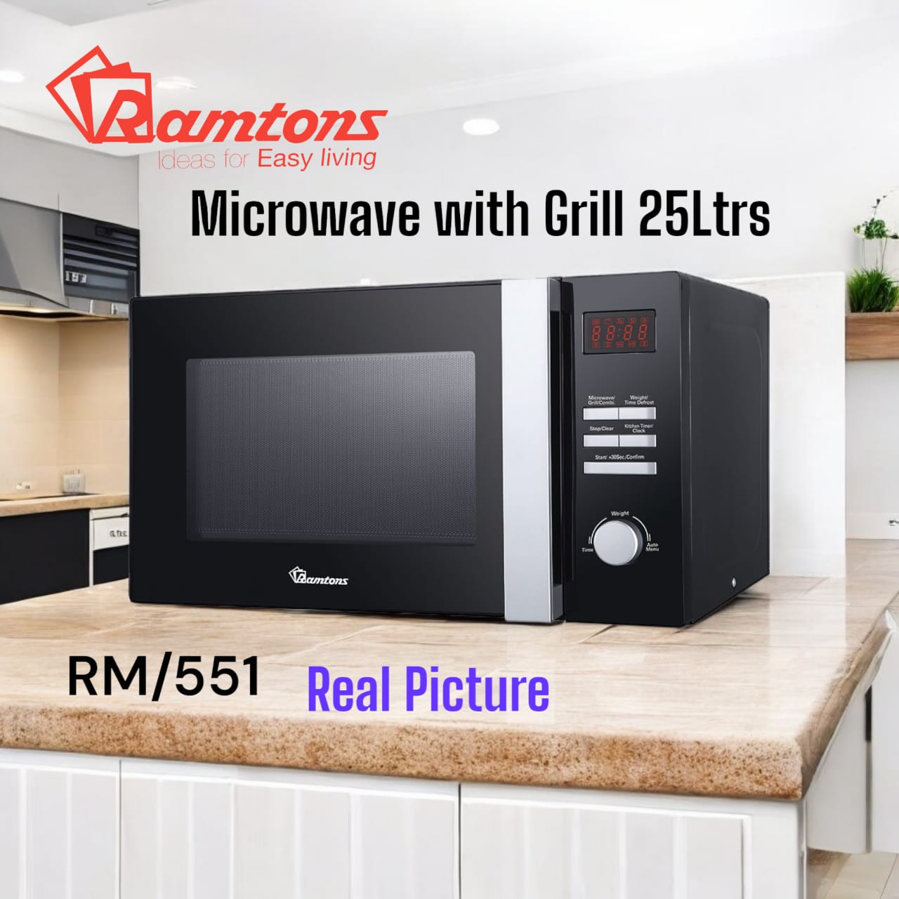[🔥KILIMALL SPECIAL OFFERS 🤩🤩✨DON'T MISS OUT !!! ] 1 Pc Classy Brand New Very High Quality Stylish and Luxurious Kitchen RM551 Ramtons Microwave with Grill 25Ltrs at an Affordable Price🔥👌