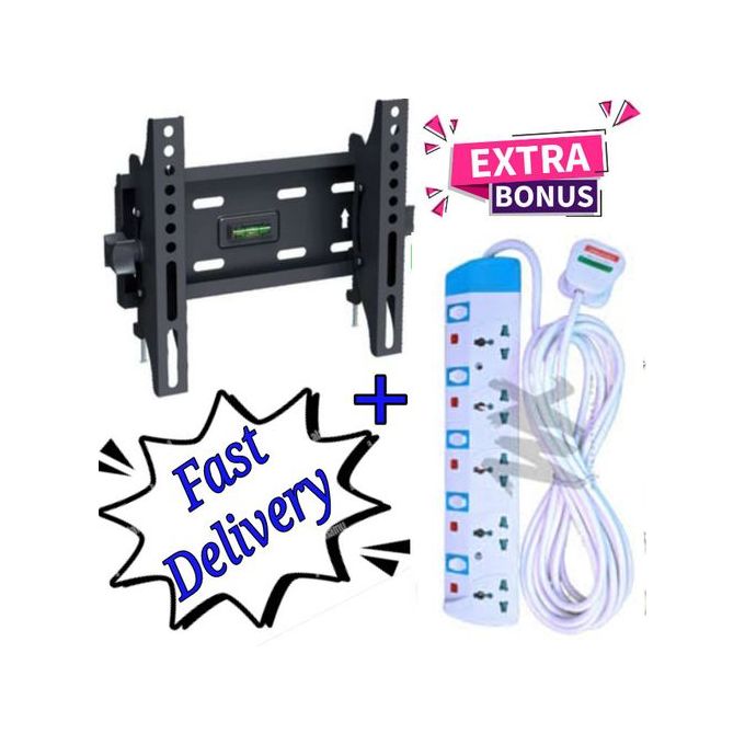 Skilltech 15"To 43"Tilting Wall Mount Bracket+5Way Power Extension