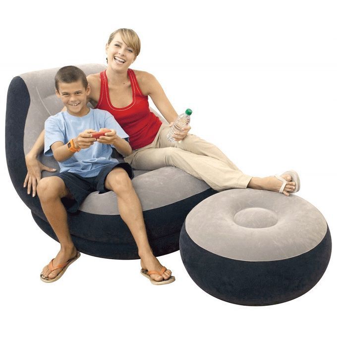Inflatable Comfortable Seat With Footrest + Manual Pump
