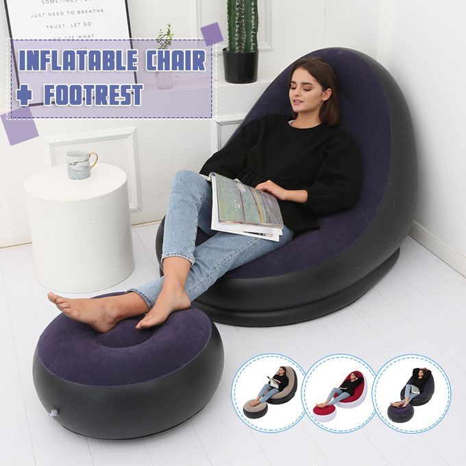 Inflatable Comfortable Seat With Footrest + Manual Pump