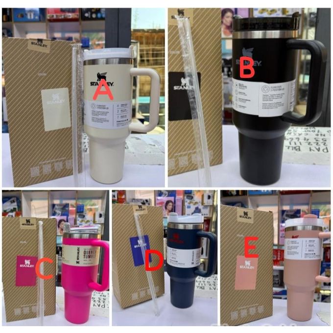 Stainless Steel Tumbler With Handle & Straw Lid, Insulated Reusable Stainless Steel Travel Mug