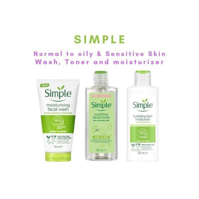 Simple Combo Moisturizing Facial Wash + Soothing Toner + Light Moisturiser