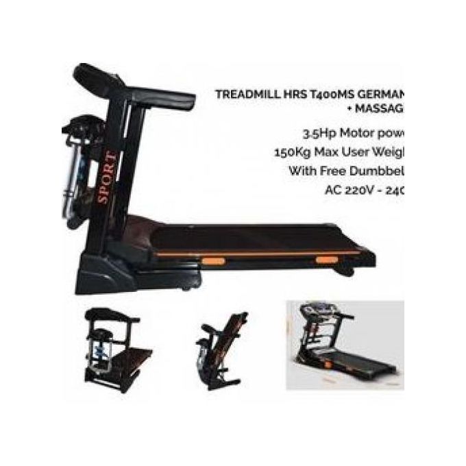 Home Gym/ Commercial Electric Auto Incline Treadmill With Massage Belt Fitness Equipment With Free Dumbbells