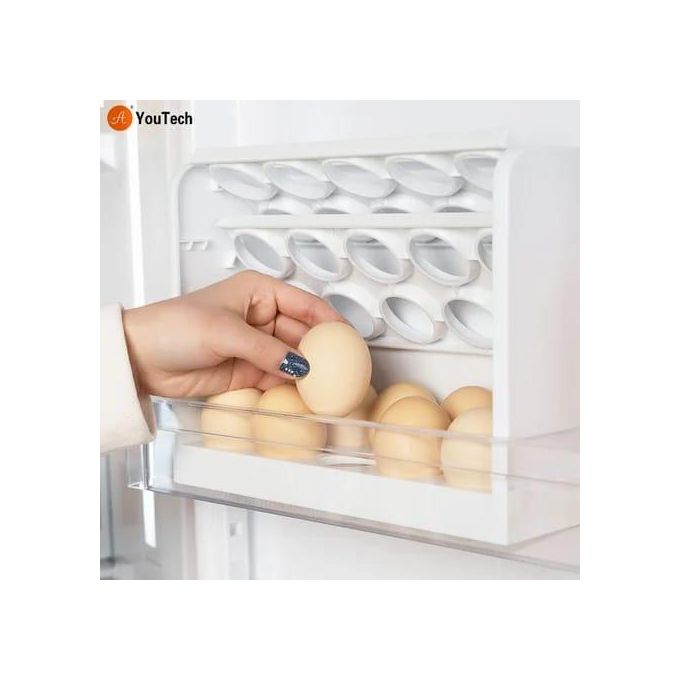 30 slots Egg Storage Box Refrigerator Side Door-Mounted Egg Box Kitchen Drop-Resistant Egg Holder Storage Rack Small