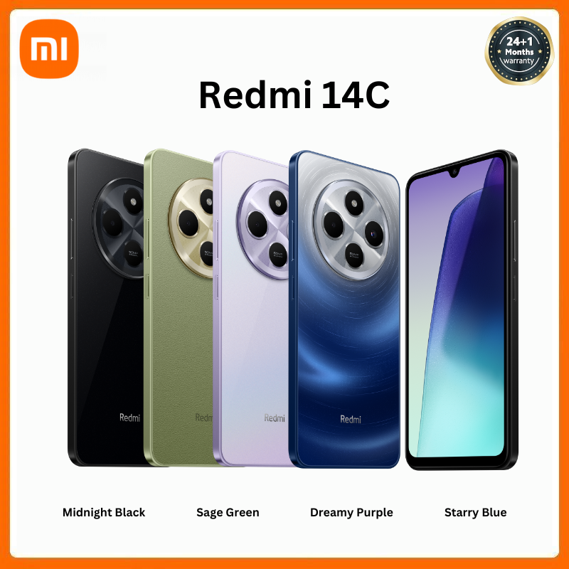 [Extra Year Sale] Xiaomi Redmi 14C  Smart Phone 8GB RAM + 256GB Storage 4G Network Dual SIM 6.88 inch 120Hz LCD Screen 50MP Camera 18W Tpye-C Charging 5160mAh Battery Fingerprint&Face Smart Phones