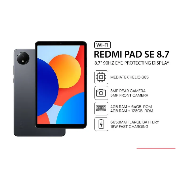 [ Special Offer] Redmi Pad SE 8.7 - 4GB RAM + 128GB ROM  IPS LCD Android 14, HyperOS main camera 8 MP front camera 5 MP 6650 mAh USB Type-C 2.0 Mediatek Helio G85 (12 nm) octacore TABLETS