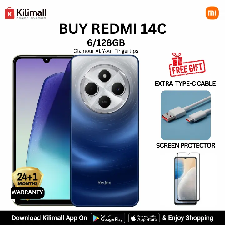 [Anniversary Deals] Xiaomi Redmi 14C Smart Phone 6GB RAM + 128GB Storage 4G Network Dual SIM 6.88 inch 120Hz LCD Screen 50MP Camera 18W Tpye-C Charging 5160mAh Battery Fingerprint&Face Smart Phones