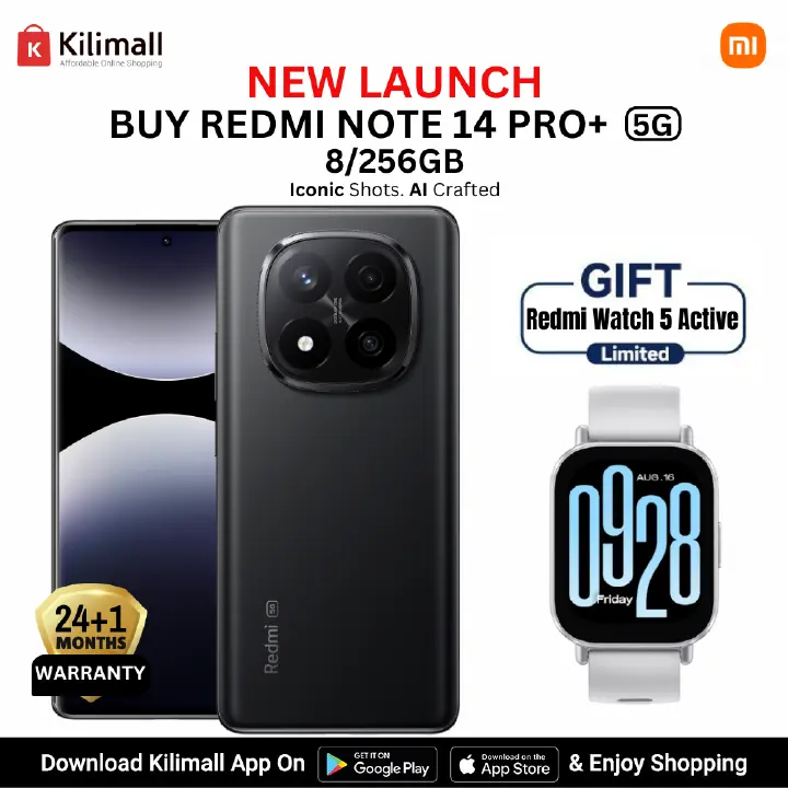 [Anniversary Deals] Redmi Note 14 Pro+ 5G Smartphone 8GB RAM + 256GB ROM , 6.67" AMOLED display , Dual Sim ,200MP AI camera ,5110mAh Battery , In-screen fingerprint