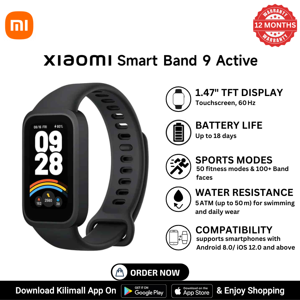 Xiaomi Smart Band 9 Active 18 days Battery Life 1.47-inch TFT quartz movement system monitors various aspects of your health and fitness