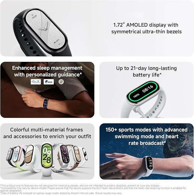 Xiaomi Smart Band 10 (2025) Global Version - 1.72" AMOLED Display | 21 Days Battery Life | Touchscreen, Multi-Sport Tracker, Activity Tracker, Heart Rate Monitor | BT5.4 smartwatch