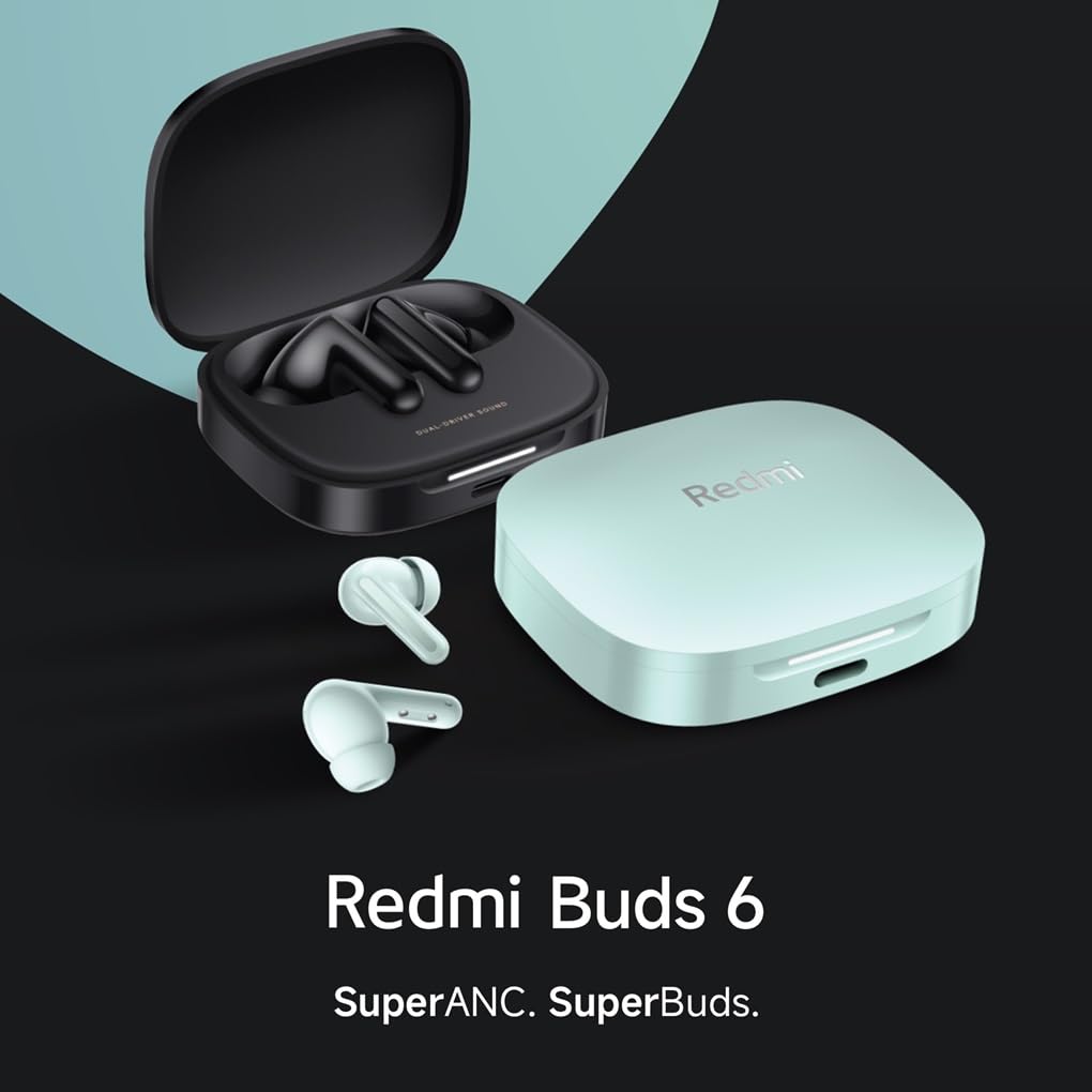 【Xiaomi Official】Redmi Buds 6, Dual Driver TWS in Ear , 49dB Hybrid Active Noise Cancellation, Spatial Audio, Dual Device Connection, Quad Mic AI ENC, 42 Hrs Playtime, Custom EQ, Wireless Earphones