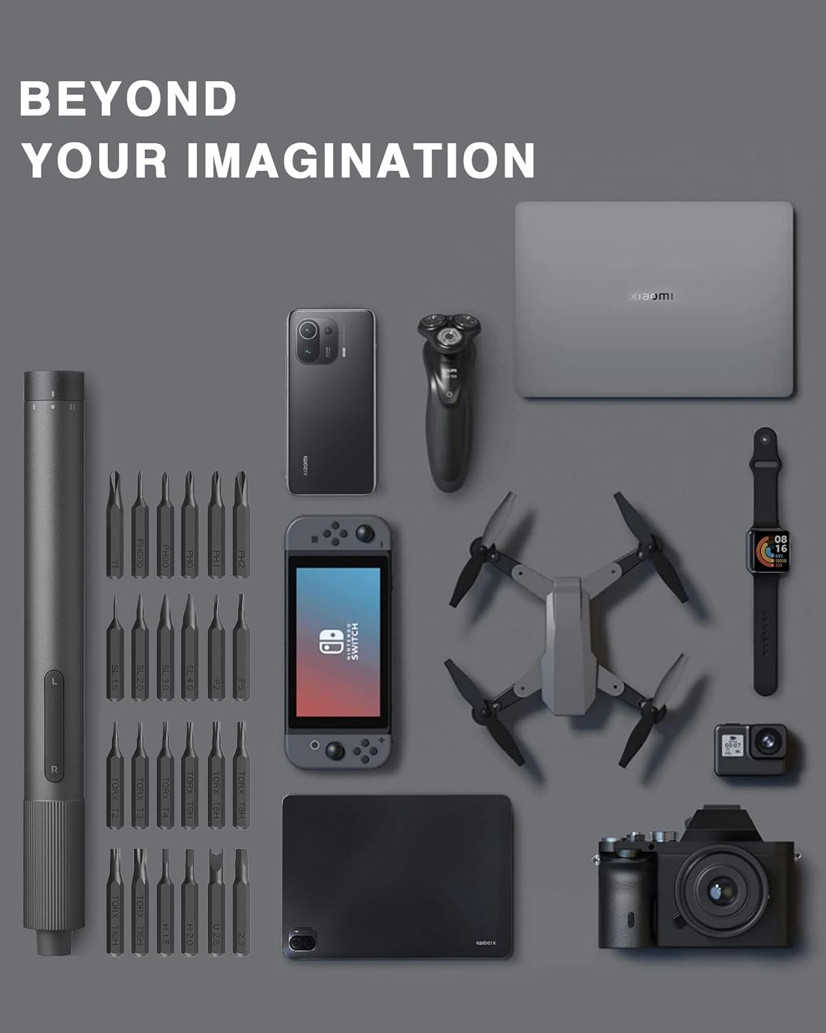 【Xiaomi Official】Xiaomi Electric Precision Screwdriver - All-metal Gearbox, Powerful Magnetic Motor, Rechargeable Lithium Battery, S2 Steel Screwdriving Bits, Type-C Charging, Aluminium Alloy Case