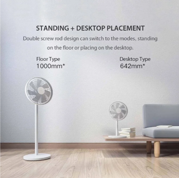 【Xiaomi Official】Xiaomi Mi Smart Standing Fan 2 – 4 Speed Levels, Dual Blades, Quiet DC Motor, Smart App & Voice Control, Energy Saving Standing Fan