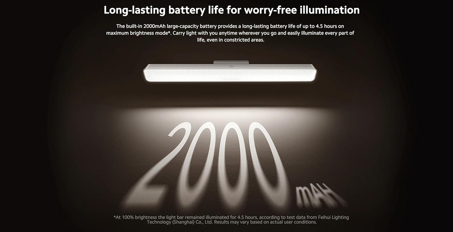 【Xiaomi Official】Xiaomi Magnetic Reading Light Bar – LED Desk Lamp, USB Powered, Adjustable Brightness, Eye Protection, Magnetic Mount Light for Monitor or Table