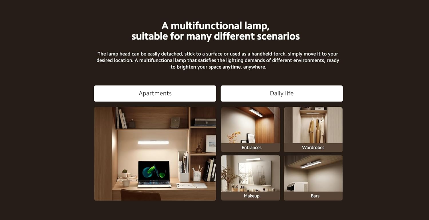 【Xiaomi Official】Xiaomi Magnetic Reading Light Bar – LED Desk Lamp, USB Powered, Adjustable Brightness, Eye Protection, Magnetic Mount Light for Monitor or Table