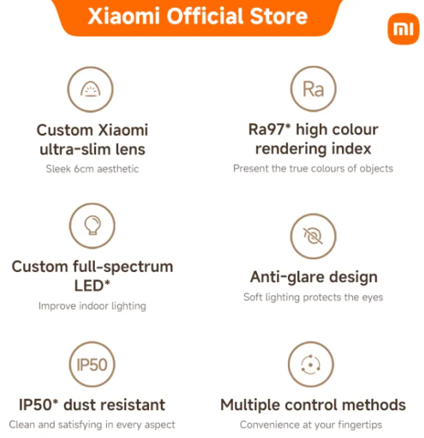 【Xiaomi Official】Xiaomi Smart Ceiling Light D30 - Smart LED Ceiling Lamp with APP Remote Control, Dimmable Brightness, Energy Saving