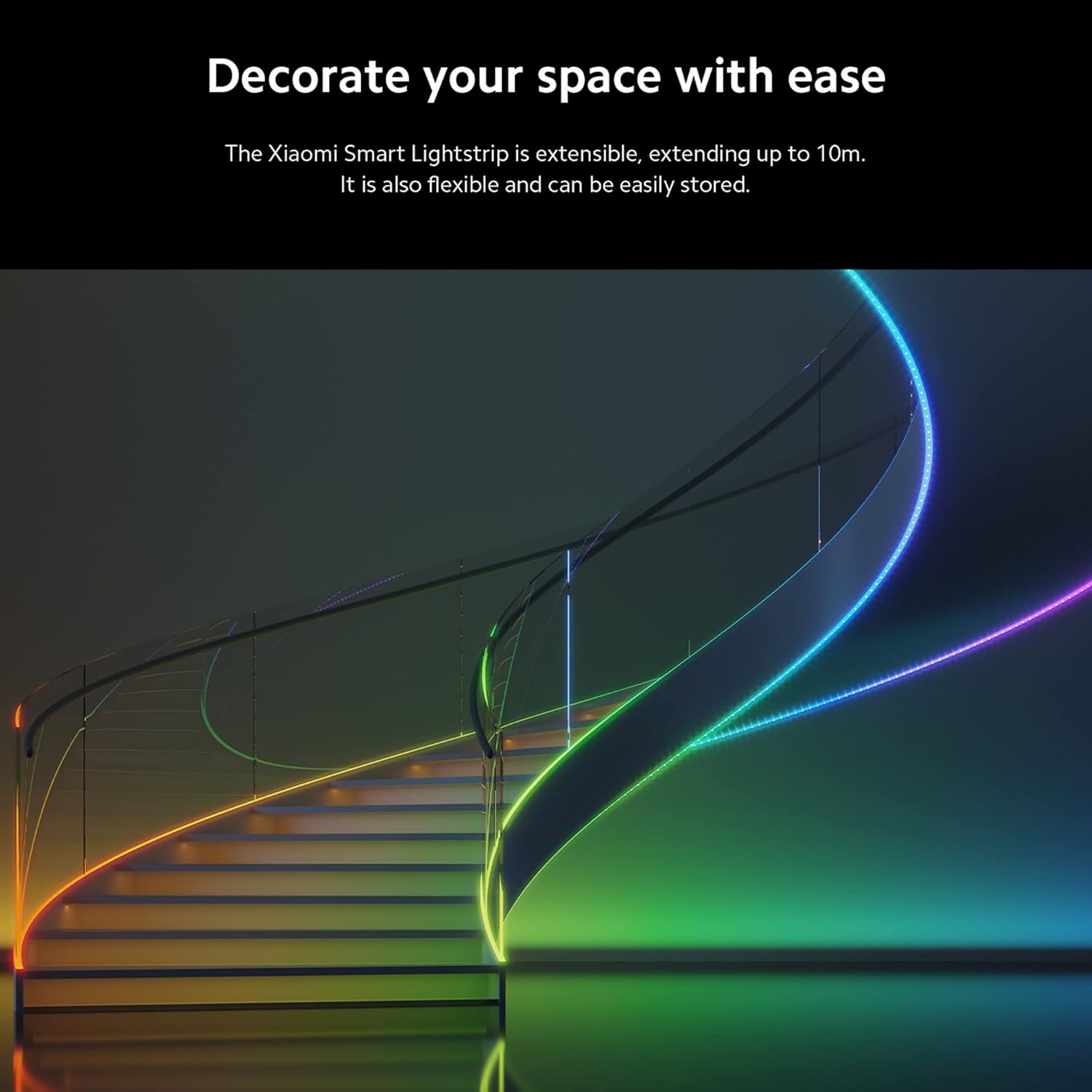 【Xiaomi Official】Xiaomi Smart Lightstrip (2m/6.6ft), Compatible with Alexa, Google Assistant, Apple Homekit Home App, WiFi Compatible, Music sync | Dynamic Ambient Lighting | Custom dimming |