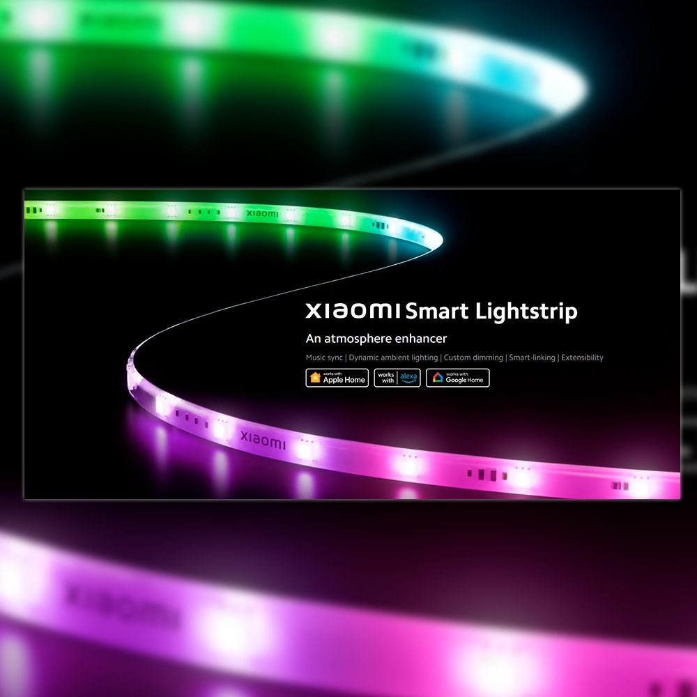 【Xiaomi Official】Xiaomi Smart Lightstrip (2m/6.6ft), Compatible with Alexa, Google Assistant, Apple Homekit Home App, WiFi Compatible, Music sync | Dynamic Ambient Lighting | Custom dimming |