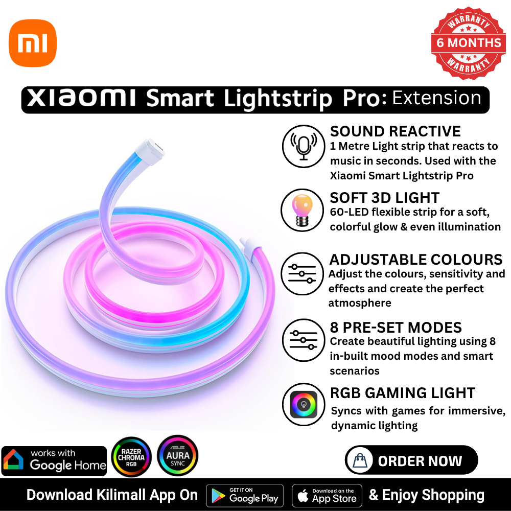 【Xiaomi Official】Xiaomi Smart Lightstrip Pro Extension – RGB Smart LED Strip Add-on with App & Voice Control, Music Sync, Smart Home Lighting