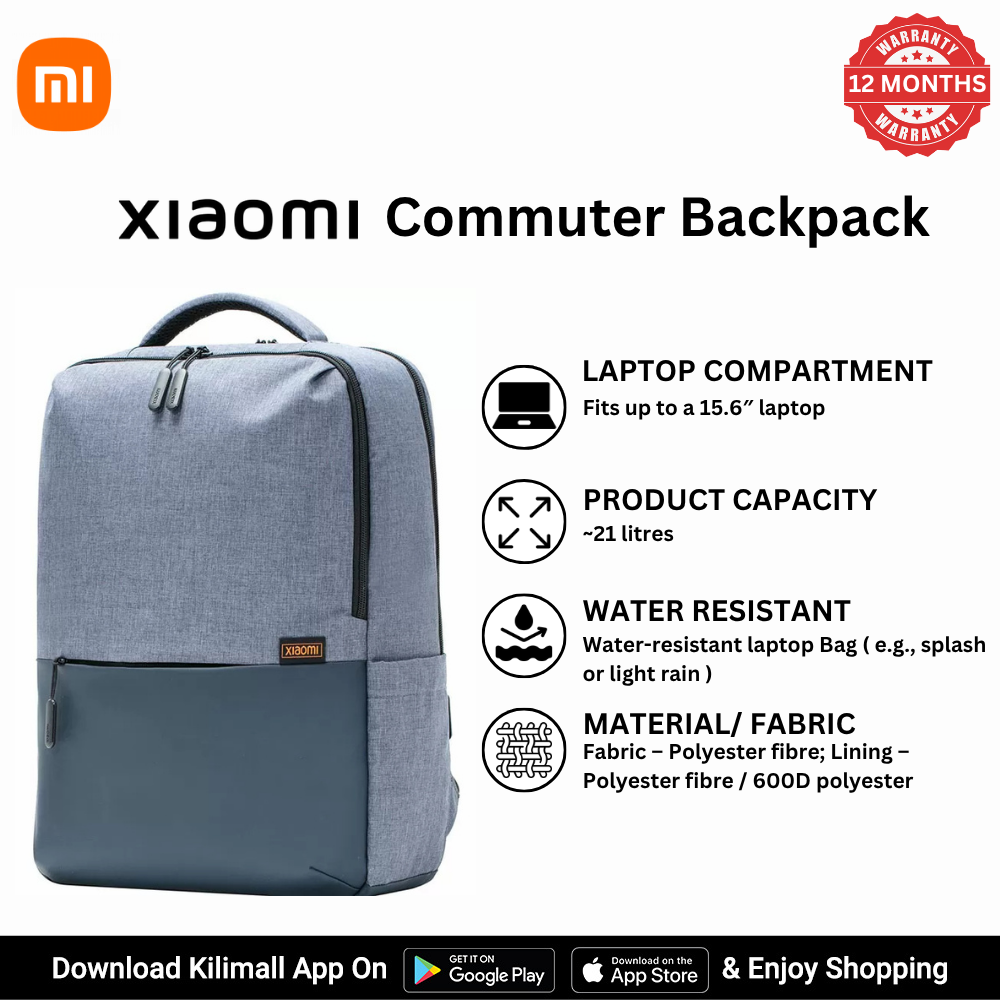 【Xiaomi Official】Xiaomi Commuter Backpack 15.6" – Water Resistant Laptop Bag, Lightweight Travel & Work Backpack, Anti-Theft, Unisex School & Business Bag