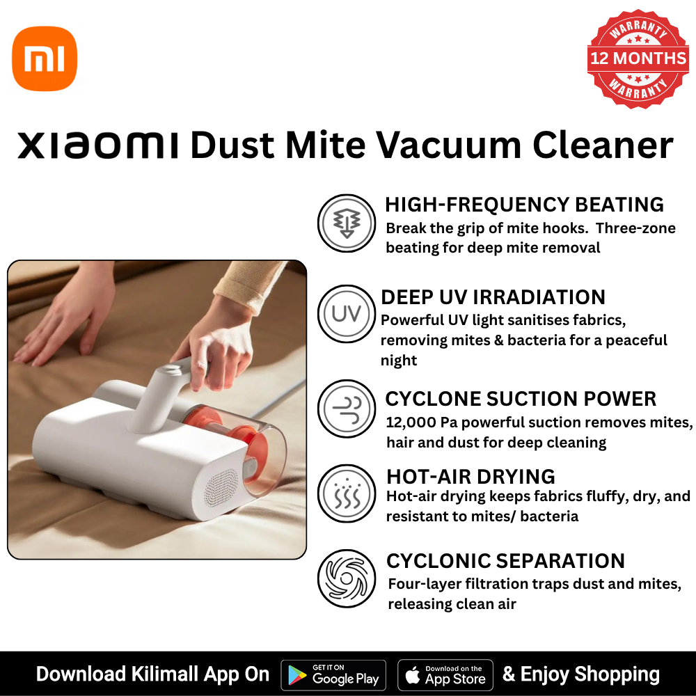 【Xiaomi Official】Xiaomi Dust Mite Vacuum 2 – Powerful Handheld UV Vacuum Cleaner for Bed, Sofa & Mattress, Strong Suction, Anti-Allergy Mite Remover, Home Cleaning Appliance