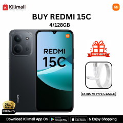 【Special Offer】Redmi 15C Smartphone Display 6.9” 120Hz - 4GB Ram + 128GB Rom Dual SIM, 4G , 6000mAh Battery ,50MP AI dual camera ,33W fast charging ,IP64 ,MediaTek Helio G81-Ultr