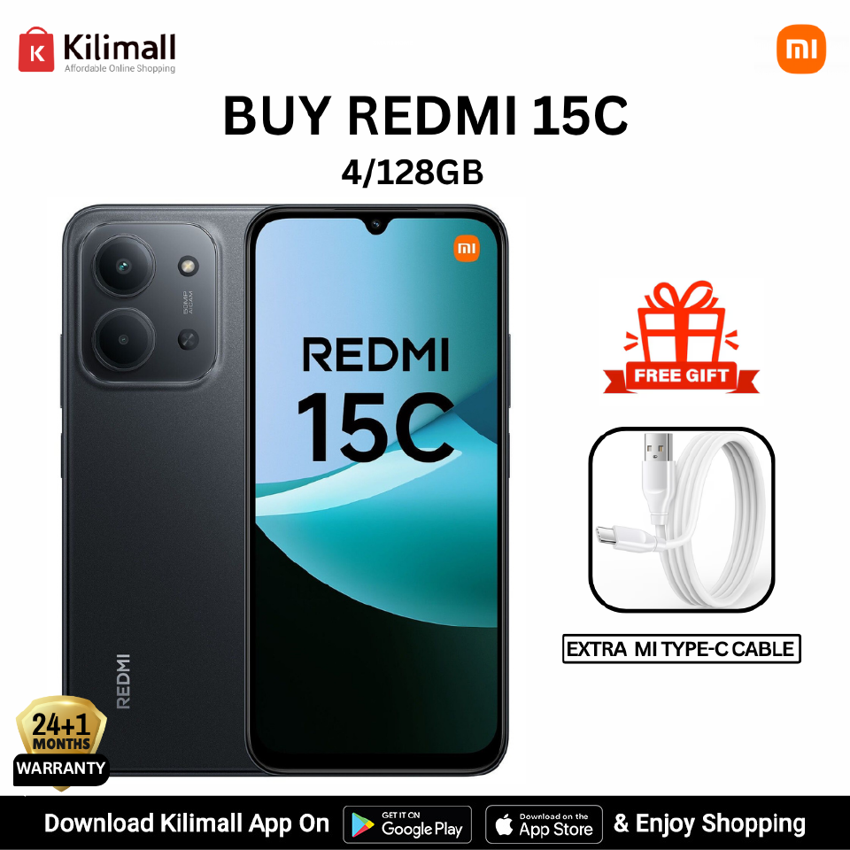 【Special Offer】Redmi 15C Smartphone Display 6.9” 120Hz - 4GB Ram + 128GB Rom Dual SIM, 4G , 6000mAh Battery ,50MP AI dual camera ,33W fast charging ,IP64 ,MediaTek Helio G81-Ultr