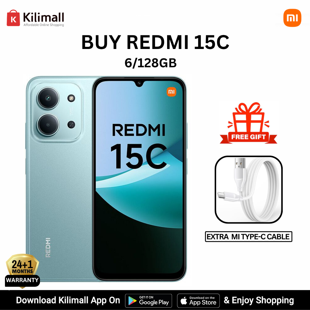 【Xiaomi Official】Redmi 15C Smartphone Display 6.9” 120Hz - 6GB Ram + 128GB Rom Dual SIM, 4G , 6000mAh Battery ,50MP AI dual camera ,33W fast charging ,IP64 ,MediaTek Helio G81-Ultra