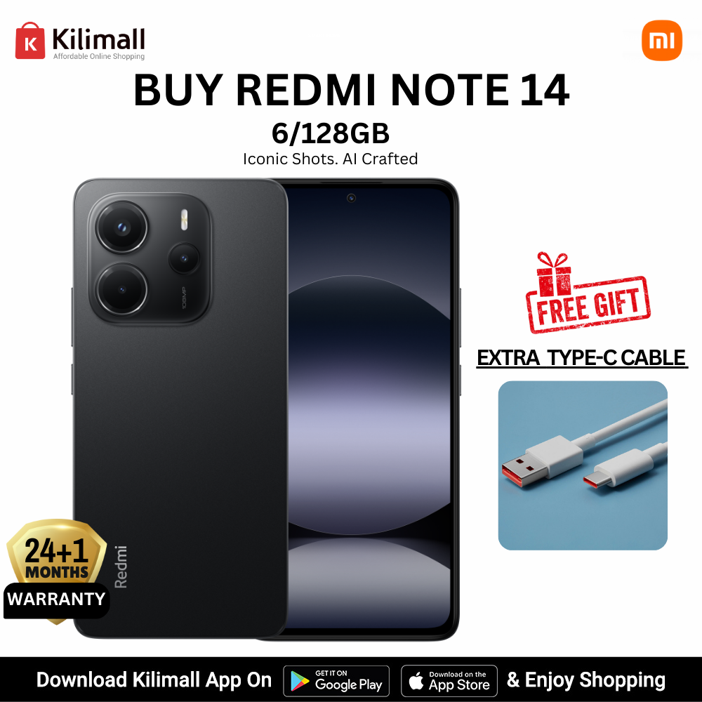 【Xiaomi Official】 Redmi Note 14 Smartphone ,Display 6.67", 6GB + 128GB RAM, (Dual SIM), 5500mAh(typ) battery , 108MP Camera