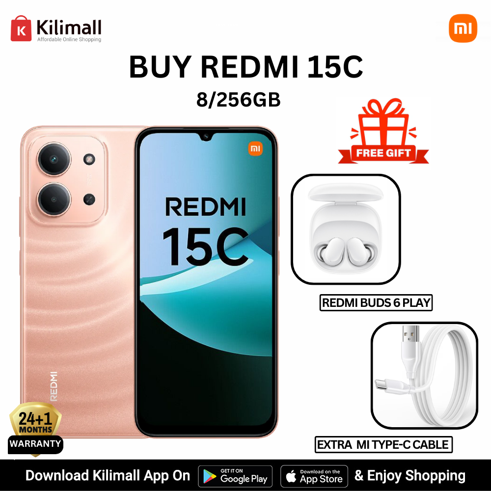 【Xiaomi Official】Redmi 15C Smartphone Display 6.9” 120Hz - 8GB Ram + 256GB Rom Dual SIM, 4G , 6000mAh Battery ,50MP AI dual camera ,33W fast charging ,IP64 ,MediaTek Helio G81-Ultra