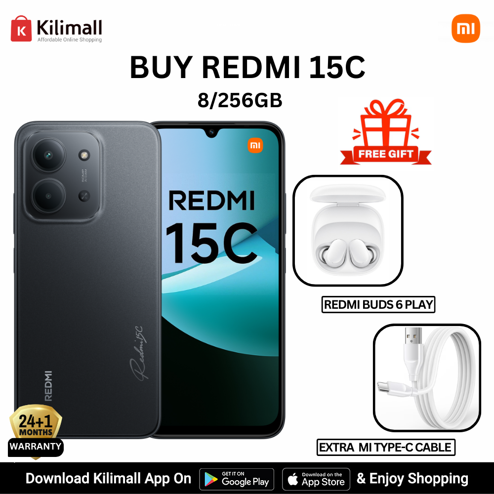 【Xiaomi Official】Redmi 15C Smartphone Display 6.9” 120Hz - 8GB Ram + 256GB Rom Dual SIM, 4G , 6000mAh Battery ,50MP AI dual camera ,33W fast charging ,IP64 ,MediaTek Helio G81-Ultra