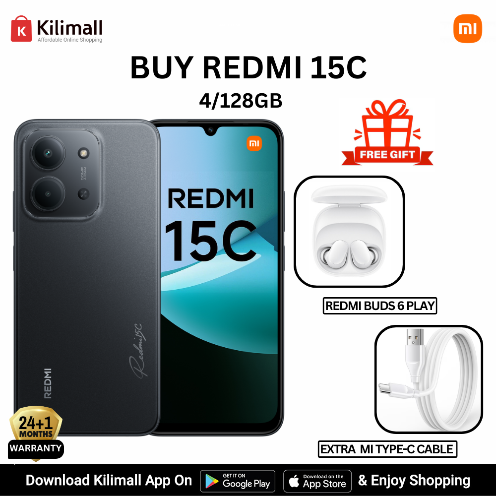 【Xiaomi Official】Redmi 15C Smartphone Display 6.9” 120Hz - 4GB Ram + 128GB Rom Dual SIM, 4G , 6000mAh Battery ,50MP AI dual camera ,33W fast charging ,IP64 ,MediaTek Helio G81-Ultra