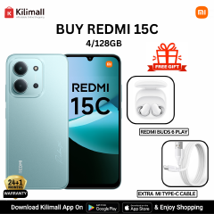 【Special Offer】Redmi 15C Smartphone Display 6.9” 120Hz - 4GB Ram + 128GB Rom Dual SIM, 4G , 6000mAh Battery ,50MP AI dual camera ,33W fast charging ,IP64 ,MediaTek Helio G81-Ultr
