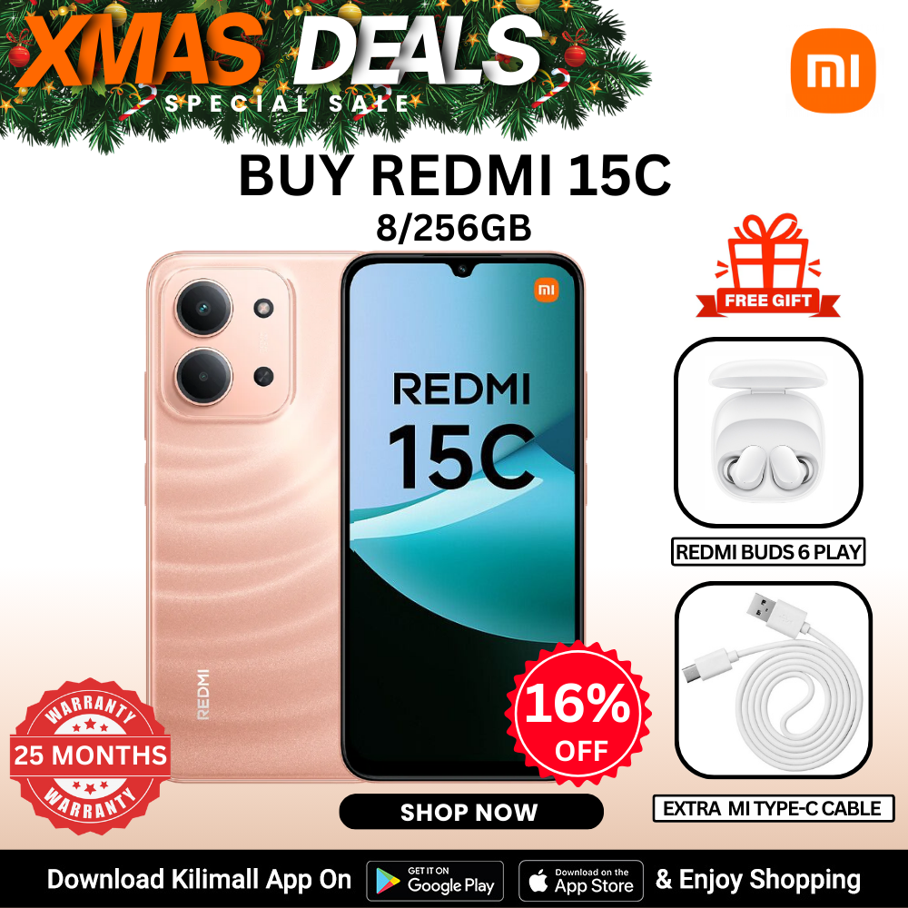 【Xiaomi Official】Redmi 15C Smartphone Display 6.9” 120Hz - 8GB Ram + 256GB Rom Dual SIM, 4G , 6000mAh Battery ,50MP AI dual camera ,33W fast charging ,IP64 ,MediaTek Helio G81-Ultra