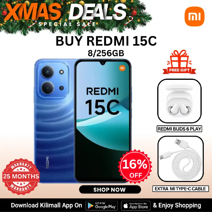 【Xiaomi Official】Redmi 15C Smartphone Display 6.9” 120Hz - 8GB Ram + 256GB Rom Dual SIM, 4G , 6000mAh Battery ,50MP AI dual camera ,33W fast charging ,IP64 ,MediaTek Helio G81-Ultra