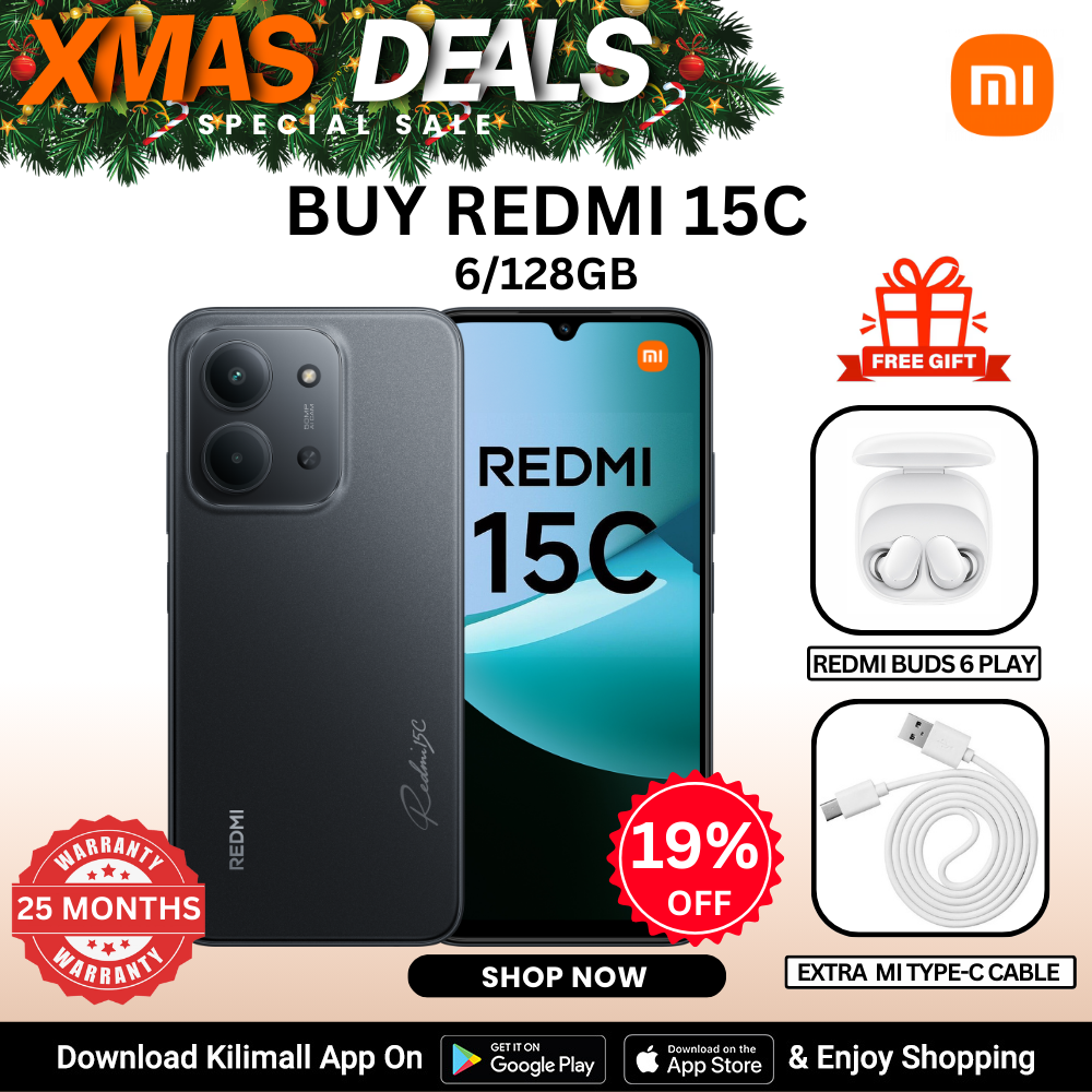 【Xiaomi Official】Redmi 15C Smartphone Display 6.9” 120Hz - 6GB Ram + 128GB Rom Dual SIM, 4G , 6000mAh Battery ,50MP AI dual camera ,33W fast charging ,IP64 ,MediaTek Helio G81-Ultra