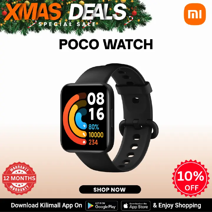 【Xiaomi Official】Xiaomi Poco Watch - | 1.6" AMOLED colourful touch display| SpO₂ measurement and 24-hour heart rate tracking | 100+ fitness modes | Up to 14 days of battery life, Black smart watch