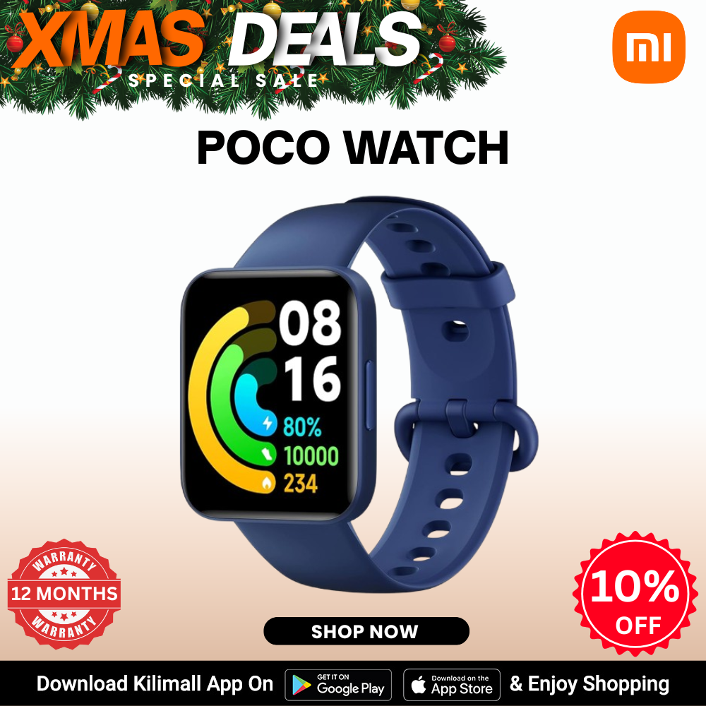 【Xiaomi Official】Xiaomi Poco Watch - | 1.6" AMOLED colourful touch display| SpO₂ measurement and 24-hour heart rate tracking | 100+ fitness modes | Up to 14 days of battery life, Black smart watch