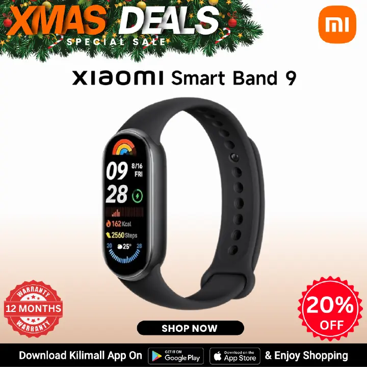 【Xiaomi Official】 XIAOMI SMART BAND 9 BLACK  21-day battery life Up to 1200 nits adjustable brightness Magnetic charging  5 ATM Water Resistance