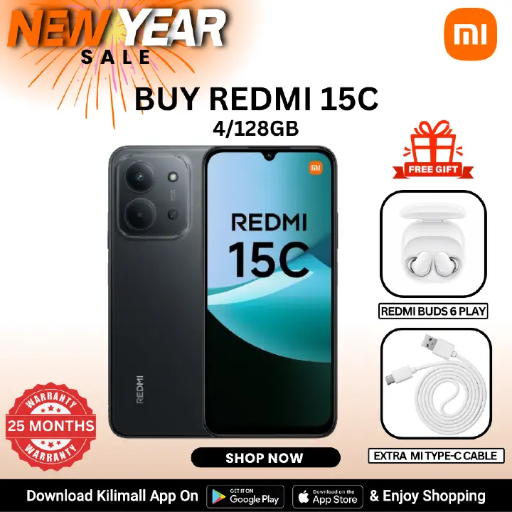 【Xiaomi Official】Redmi 15C Smartphone Display 6.9” 120Hz - 4GB Ram + 128GB Rom Dual SIM, 4G , 6000mAh Battery ,50MP AI dual camera ,33W fast charging ,IP64 ,MediaTek Helio G81-Ultra