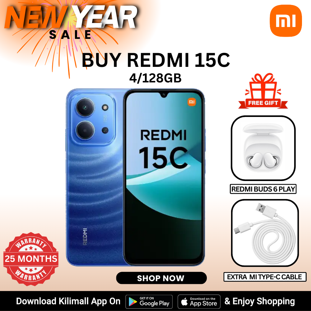 【Xiaomi Official】Redmi 15C Smartphone Display 6.9” 120Hz - 4GB Ram + 128GB Rom Dual SIM, 4G , 6000mAh Battery ,50MP AI dual camera ,33W fast charging ,IP64 ,MediaTek Helio G81-Ultra