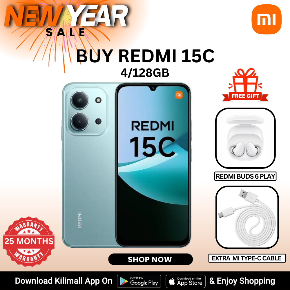 【Xiaomi Official】Redmi 15C Smartphone Display 6.9” 120Hz - 4GB Ram + 128GB Rom Dual SIM, 4G , 6000mAh Battery ,50MP AI dual camera ,33W fast charging ,IP64 ,MediaTek Helio G81-Ultra