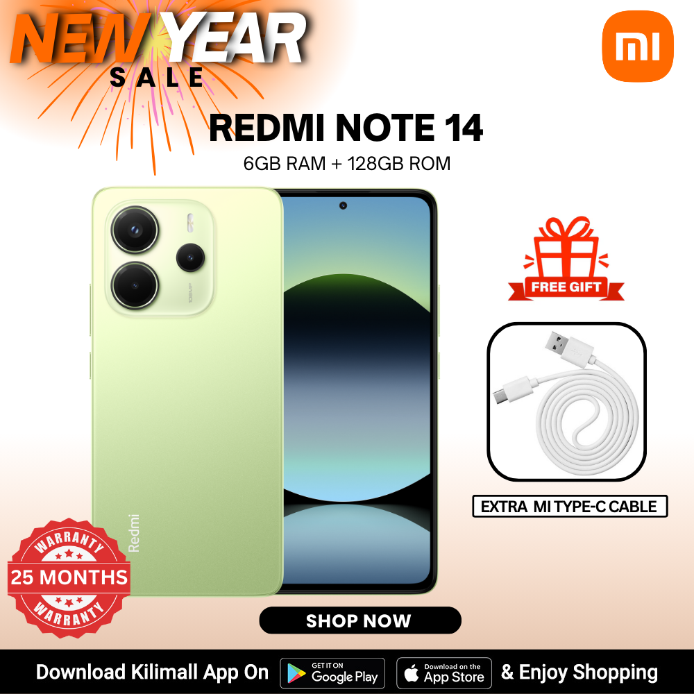 【Xiaomi Official】 Redmi Note 14 Smartphone ,Display 6.67", 6GB + 128GB RAM, (Dual SIM), 5500mAh(typ) battery , 108MP Camera