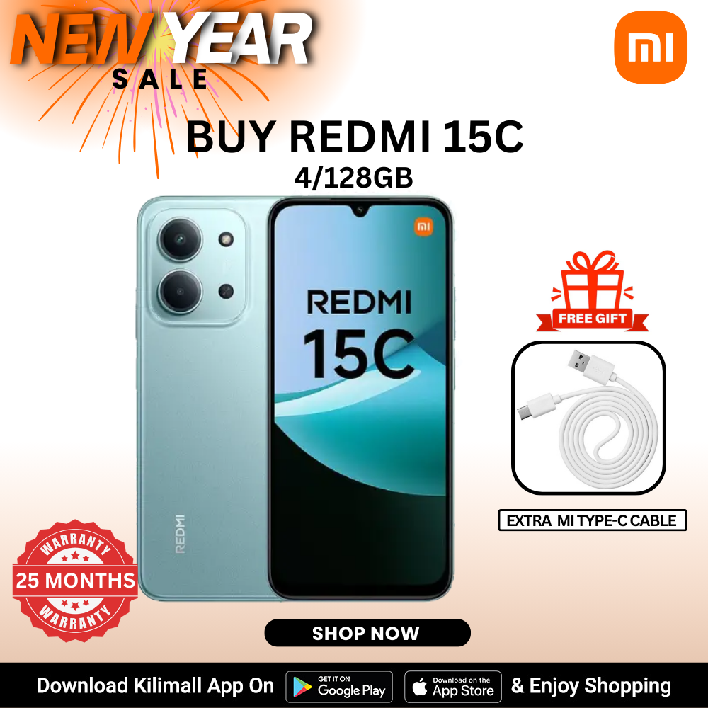 【Xiaomi Official】Redmi 15C Smartphone Display 6.9” 120Hz - 4GB Ram + 128GB Rom Dual SIM, 4G , 6000mAh Battery ,50MP AI dual camera ,33W fast charging ,IP64 ,MediaTek Helio G81-Ultra